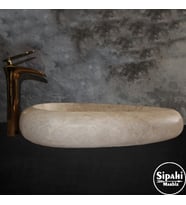 Sipahi Marble Light Traverten Çakıl Tasarım Lavabo
