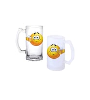 Ghostbastır Design İçen Emoji Kulplu Bira Bardağı Buzlu veya Şeffaf Seçenekli 0104