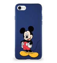 Apple iPhone SE 2020 Soft Premier Kapak Mickey Mouse-E Tasarımlı Silikon Kılıf - Lacivert (Şeffaf)