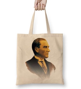 Mustafa Kemal Atatürk 03 Bez Çanta Uzun Saplı