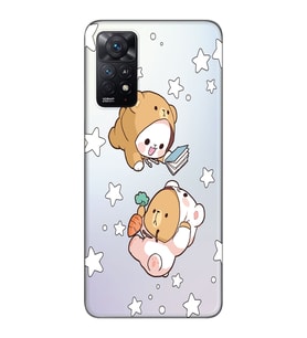 Redmi Note 12 Pro 4G Uyumlu Yıldızlı Ayıcıklar Tasarımlı Şeffaf Telefon Kılıfı