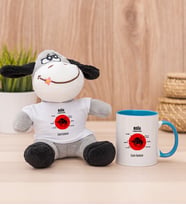 Kişiye Özel Boğa Burcuna Hediye Peluş Eşek ve Mavi Kupa