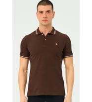 T8594 DEWBERRY ERKEK T-SHIRT-DÜZ KAHVE
