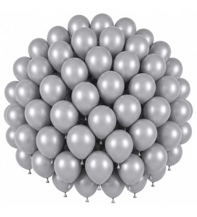 Gümüş Renk Lateks Pastel Balon (30 cm) - 50 Adet