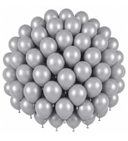 Gümüş Renk Lateks Pastel Balon (30 cm) - 50 Adet