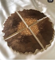 Epoksi 4 lü Bardak Altlığı Takımı (Kahverengi)