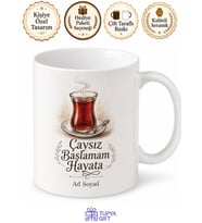 Çay Delisi Sohbet Kupası Çaysız Başlayamayanlar İnce Belli Gelenek Hediye Kupa Bardak