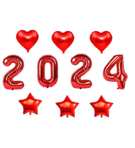 Yılbaşı Kırmızı 2025 Folyo Balon Set