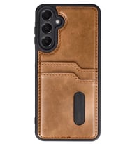 Galaxy A56 Kılıf Sara Kartvizitli Deri Kılıf - Taba