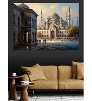 Gece Vakti Tarihi İstanbul Camii Dekoratif Kanvas - Mdf Ahşap Tablo