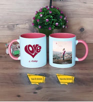 Sevgiliye Hediye Kupa Bardak Pembe Fotoğraflı Sevgililer Günü Hediyesi