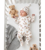 Teddy Figürlü Polo Yaka Penye Bebek Tulum Seti