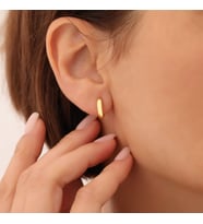 925 Ayar Gümüş Halka Küpe Çap:12 mm - E00257 (Altın)