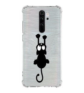 Xiaomi Redmi Note 8 Pro Köşe Korumalı Antişok Kapak Çizgi Kedi Tasarımlı Şeffaf Silikon Kılıf