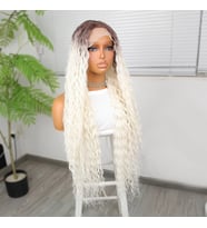 Afro Daa Kumral Beyaz Platin Ombre Fiber Sen Tül Peruk