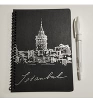 siyah defter beyaz kalem 40 yp  14x19 cm