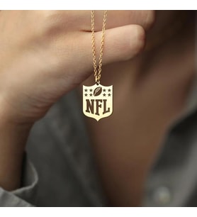 Kişiye Özel 925 Ayar Gümüş Amerikan Futbolu NFL Kolye Erkeklere Özel Hediye (Gold)
