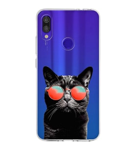 PrintiFy Xiaomi Redmi Note 7 Pro ile Uyumlu 1mm Slim Fit Kedi 3 050d Baskılı Şeffaf  Kılıf