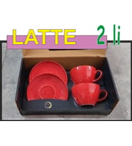 202 LATTE 2 Lİ FİNCAN TAKIMI LUNA DİJİTAL (Kırmızı)