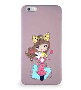 Apple iPhone 6 Plus Soft Premier Kapak Vespagirl Tasarımlı Silikon Kılıf - Pudra (Şeffaf)