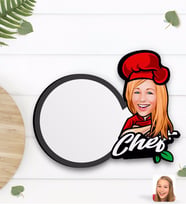 BK Gift Kişiye Özel Kadın Chef Karikatürlü Ahşap Bardak Altlığı-10