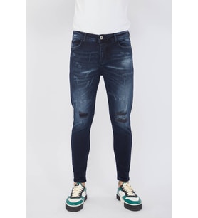 Erkek Skinny Ripped Patch Detaylı Jean Lacivert
