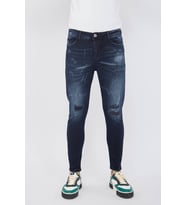 Erkek Skinny Ripped Patch Detaylı Jean Lacivert
