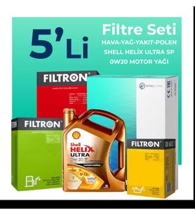 Filtron Volkswagen Caddy 2.0 Dizel Filtre Bakım Seti Shell Motor Yağlı (2020-2025) 5 Li