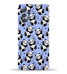 Samsung Galaxy A23 Uyumlu Lansman Kılıf Panda Tasarımlı İçi Kadife Kapak-Lila (Şeffaf)