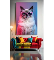 SAKIZLI KEDİ :) Ev Duvar Salon Güzellik Salonu Ofis Dükkan Dekarasyon Kanvas Tablo (Çok Renkli)