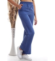 20333459 Keten Çizgi Desenli Cepli Pantolon INDIGO (İndigo)