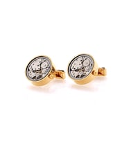 Omark Cotton Watch Gold Saat Mekanizmalı Kol Düğmesi (Beyaz - Gold)