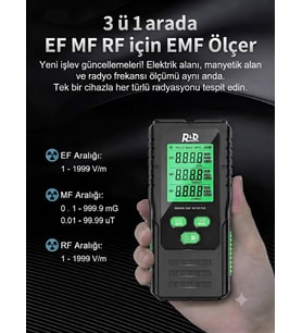 Radyasyon LCD Test Algılama Sar Manyetik Alan  Ölçüm Cihazı Elektromanyetik Yoğunluk Ölçme Tarama Dedektörü (Siyah)