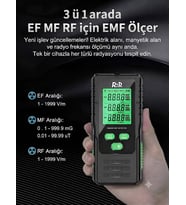 Radyasyon LCD Test Algılama Sar Manyetik Alan  Ölçüm Cihazı Elektromanyetik Yoğunluk Ölçme Tarama Dedektörü (Siyah)