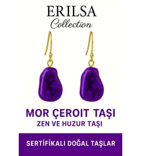 Sertifikalı Ham İşlenmemiş Mor Çeroit Taşı Küpe – Ruhsal Dönüşüm, Şifa ve Enerji Taşı (Çok Renkli)