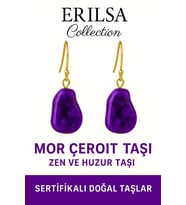 Sertifikalı Ham İşlenmemiş Mor Çeroit Taşı Küpe – Ruhsal Dönüşüm, Şifa ve Enerji Taşı (Çok Renkli)