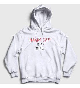 Presmono Unisex Beyaz Hands Off It's Mine Kapüşonlu Sweatshirt 433550tt