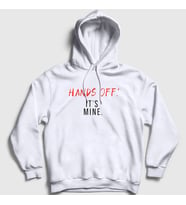 Presmono Unisex Beyaz Hands Off It's Mine Kapüşonlu Sweatshirt 433550tt