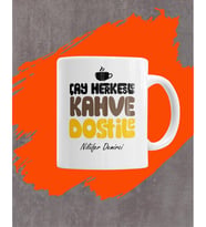 Kişiye Özel İsimli Kahve Dost ile içilir Beyaz Kupa Bardak