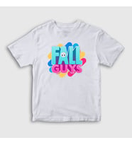 Presmono Unisex Çocuk Beyaz Logo Oyun Fall Guys T-Shirt 360411tt