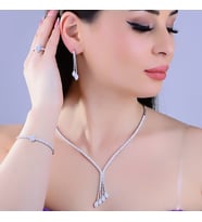 Kadın 925 Ayar Gümüş Salkım 2 Sıra Mekik Su Yolu Düğün Set