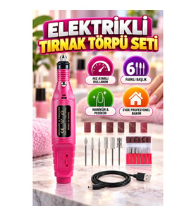 Ev Tipi Profesyonel Tırnak Törpüleme ve Bakım Aleti – 6 Başlıklı, Hız Ayarlı