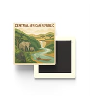 Orta Afrika Cumhuriyeti - Paper Cut Art - Baskılı Buzdolap Magneti Kare - 9x9 cm