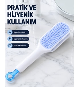 Otomatik Temizlemeli Saç Fırçası - Ergonomik Tasarım, Masaj Etkili, Elektriklenmeyi Önleyici