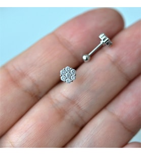 Gümüş Renk Cerrahi Çelik Çiçek Piercing Helix Lob Kıkırdak Tragus (Çok Renkli)