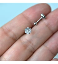 Gümüş Renk Cerrahi Çelik Çiçek Piercing Helix Lob Kıkırdak Tragus (Çok Renkli)