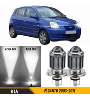 Kia Picanto 2003-2011 Mercekli Far Ampulü Led Xenon Beyaz Şimşek Etkili CSP Led Lamba Uzun Kısa