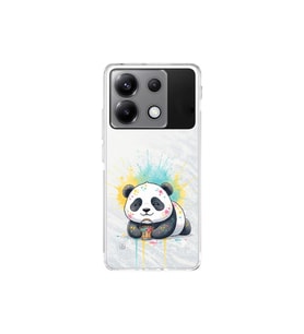 Poco X6 ile Uyumlu Splash Panda Tasarımlı Şeffaf Silikon Kılıf