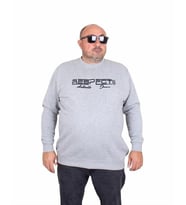 Starbattal Erkek Büyük Beden Sıfır Yaka 3ip Sweat Respect 24205 GRI MELANJ