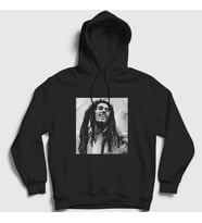 Presmono Unisex Siyah Photo Bob Marley Kapüşonlu Sweatshirt 265538tt